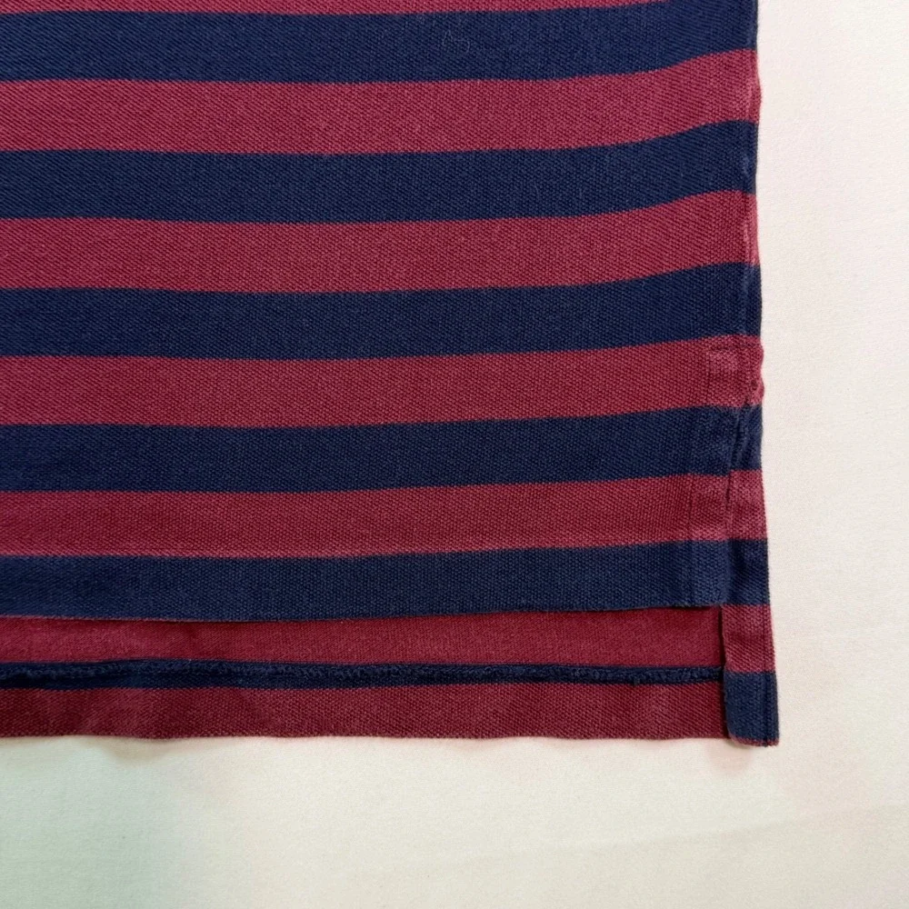 Polo Ralph Lauren The Big‎ Shirt Mens Large Striped Crest Pocket Polo Burgundy